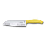 Couteau Santoku lame alvéolée inox 17cm manche jaune Victorinox 6.8526.17L8