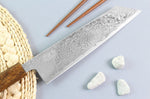 Couteau kiritsuke japonais artisanal Wusaki Unagi AUS10 damas 21cm manche chêne