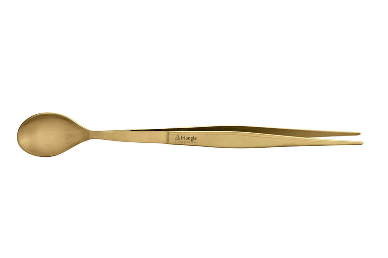 Pince à dresser avec cuillère intégrée Triangle inox 17cm - Doré