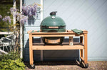 Pack Big Green Egg XLarge barbecue + table eucalyptus + convEGGtor + berceau de table + 4 roulettes