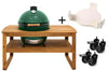 Pack Big Green Egg XLarge barbecue + table eucalyptus + convEGGtor + berceau de table + 4 roulettes