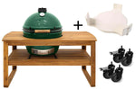 Pack Big Green Egg XLarge barbecue + table eucalyptus + convEGGtor + berceau de table + 4 roulettes