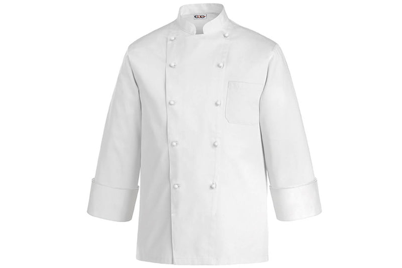 Veste de cuisine unisexe Egochef Rex blanche 100% coton à manches longues