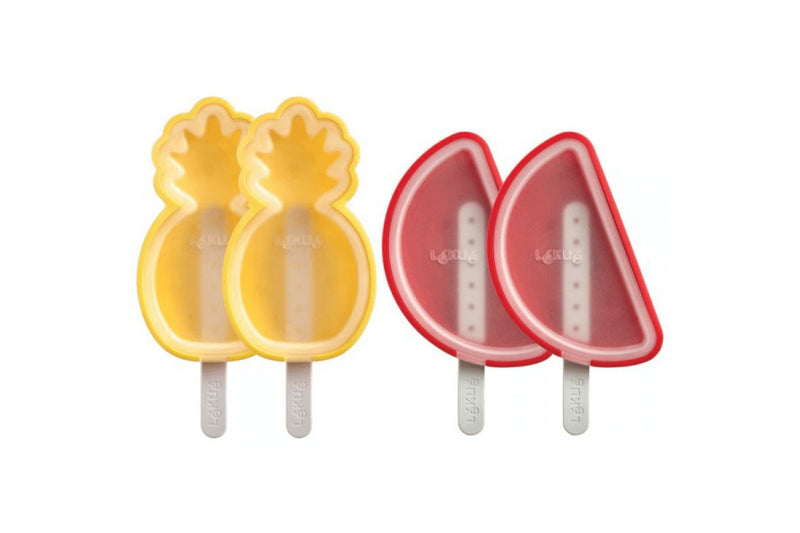Set de 4 moules à glace Lékué en silicone - Formes pastèque et ananas