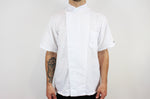 Veste de cuisine unisexe Egochef Ottavio Air Plus blanche 100% microfibre à manches courtes