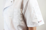 Veste de cuisine unisexe Egochef Ottavio Air Plus blanche 100% microfibre à manches courtes