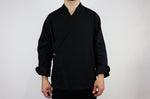 Veste de cuisine unisexe Egochef Sushi noire kimono polyester et coton à manches longues