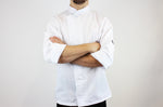 Veste de cuisine unisexe Egochef Cheap Air Plus blanche polyester et coton à manches longues