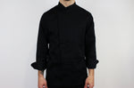 Veste de cuisine unisexe Egochef Cheap Air Plus noire polyester et coton à manches longues