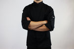 Veste de cuisine unisexe Egochef Cheap Air Plus noire polyester et coton à manches longues