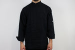 Veste de cuisine unisexe Egochef Ottavio Air Plus noire 100% microfibre à manches longues
