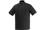 Veste de cuisine unisexe Egochef Ottavio Air Plus noire 100% microfibre à manches courtes