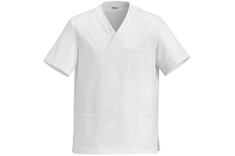 Veste de cuisine unisexe Egochef Leonardo blanche 100% coton à manches courtes