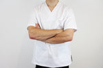 Veste de cuisine unisexe Egochef Leonardo blanche 100% coton à manches courtes
