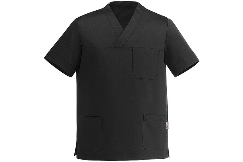 Veste de cuisine unisexe Egochef Leonardo noire polyester et coton à manches courtes