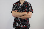 Veste de cuisine unisexe Egochef Leonardo caractères japonais 100% coton à manches courtes