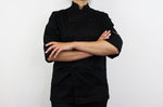Veste de cuisine unisexe Egochef Safety noire polyester et coton à manches longues