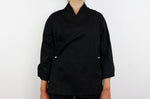 Veste de cuisine unisexe Egochef Sushi noire kimono polyester et coton à manches longues