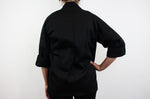 Veste de cuisine unisexe Egochef Sushi noire kimono polyester et coton à manches longues