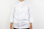 Veste de cuisine unisexe Egochef Cheap Air Plus blanche polyester et coton à manches longues