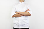 Veste de cuisine unisexe Egochef Cheap Air Plus blanche polyester et coton à manches longues