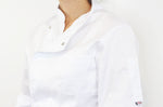 Veste de cuisine unisexe Egochef Cheap Air Plus blanche polyester et coton à manches longues