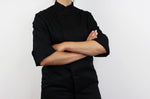 Veste de cuisine unisexe Egochef Cheap Air Plus noire polyester et coton à manches longues
