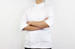 Veste de cuisine unisexe Egochef Ottavio Air Plus blanche 100% microfibre à manches longues