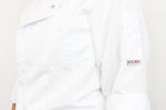Veste de cuisine unisexe Egochef Ottavio Air Plus blanche 100% microfibre à manches longues