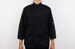Veste de cuisine unisexe Egochef Ottavio Air Plus noire 100% microfibre à manches longues