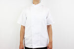 Veste de cuisine unisexe Egochef Ottavio Air Plus blanche 100% microfibre à manches courtes