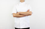 Veste de cuisine unisexe Egochef Ottavio Air Plus blanche 100% microfibre à manches courtes