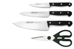 Bloc en bois de 3 couteaux de cuisine + ciseaux Arcos Universal
