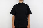 Veste de cuisine unisexe Egochef Ottavio Air Plus noire 100% microfibre à manches courtes