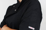 Veste de cuisine unisexe Egochef Ottavio Air Plus noire 100% microfibre à manches courtes