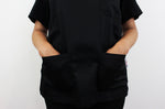 Veste de cuisine unisexe Egochef Leonardo noire polyester et coton à manches courtes