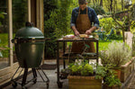 Pack Big Green Egg Large barbecue + convEGGtor + table modulaire + meuble d'extension + 6 roulettes