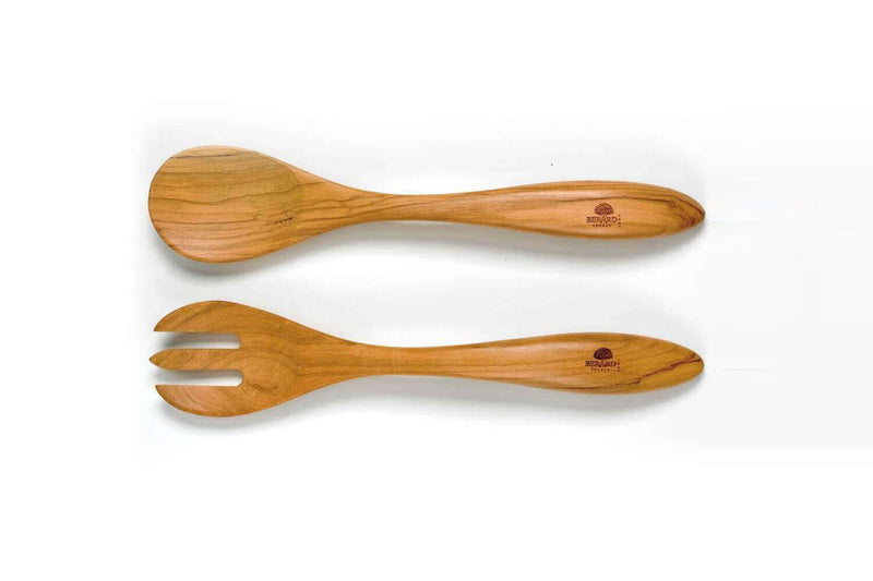 Couverts à salade Bérard Terra faits main en olivier 31,5cm