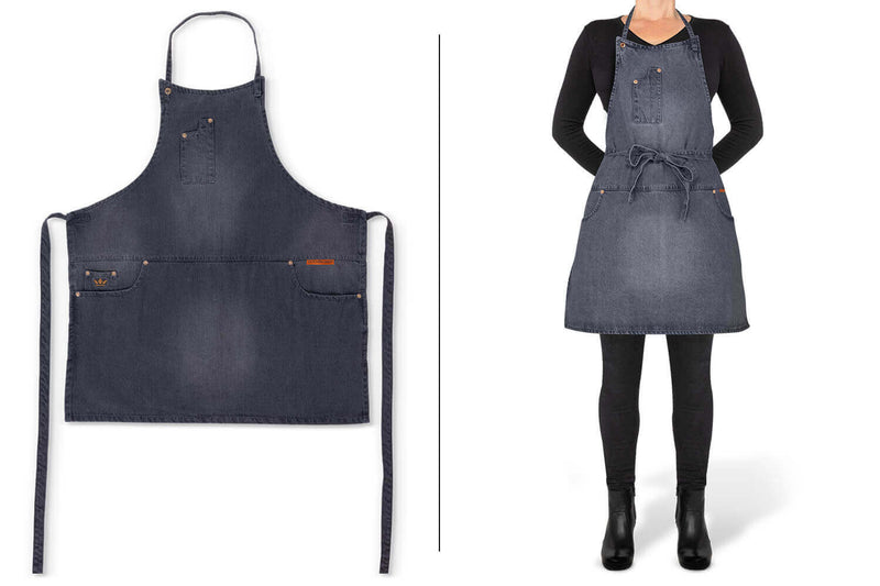 Tablier de cuisine femme DutchDeluxes en coton avec 5 poches - Gris