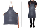 Tablier de barbecue DutchDeluxes en coton et cuir - Gris