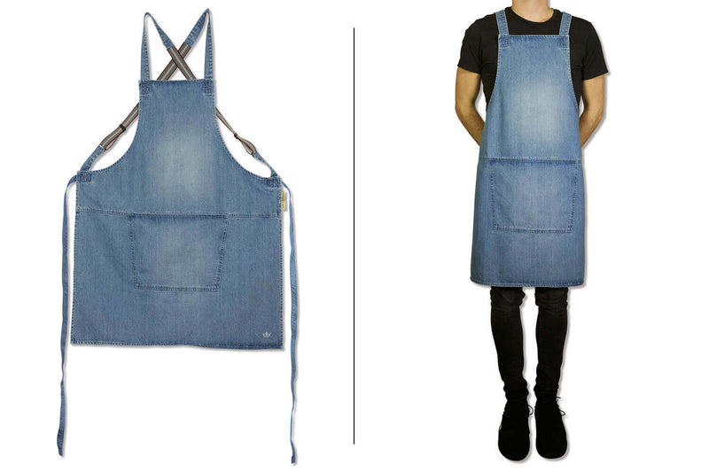 Tablier de cuisine à bretelles DutchDeluxes en coton - Bleu