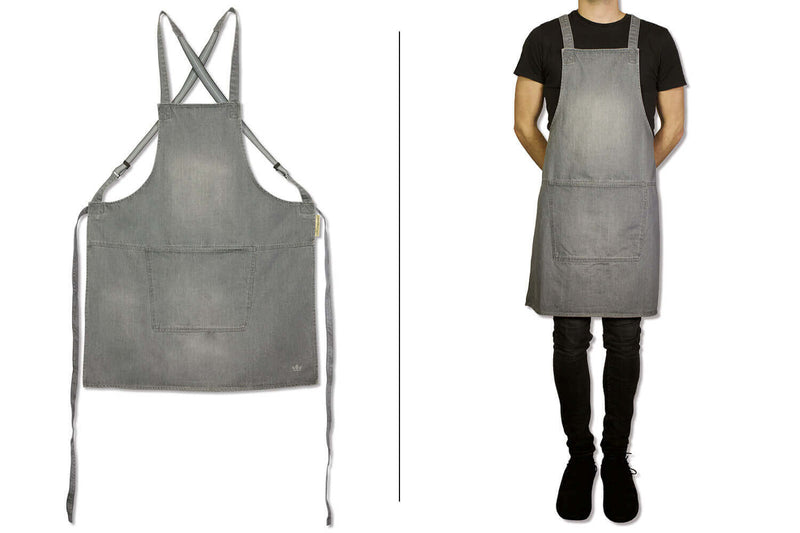 Tablier de cuisine à bretelles DutchDeluxes en coton - Gris