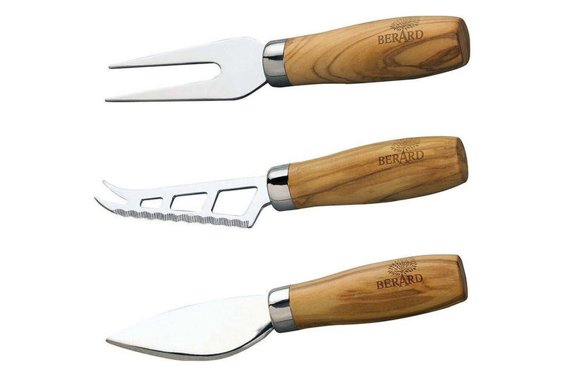 Set de 3 ustensiles à fromage Bérard fait main en bois d'olivier