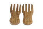 Set de 2 mains à salade Bérard fait main en olivier 20x9cm