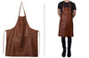 Tablier de cuisine DutchDeluxes en cuir avec poche à zip - Marron
