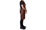 Tablier de cuisine DutchDeluxes en cuir avec poche à zip - Marron