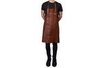 Tablier de cuisine DutchDeluxes en cuir avec poche à zip - Marron