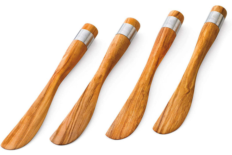 Set de 4 tartineurs Bérard Acero fait main en olivier 17cm