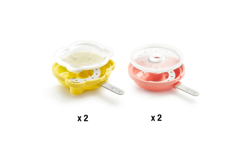 Set de 4 moules à glace Lékué en silicone - Formes donut et bretzel