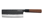 Couteau nakiri Sayuto Séquoia San Mai martelé 17cm